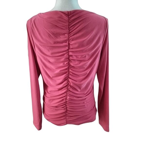 J Crew Size L Large Ruched Matte Jersey Top Dragon Fruit Pink Barbie - Picture 2 of 4